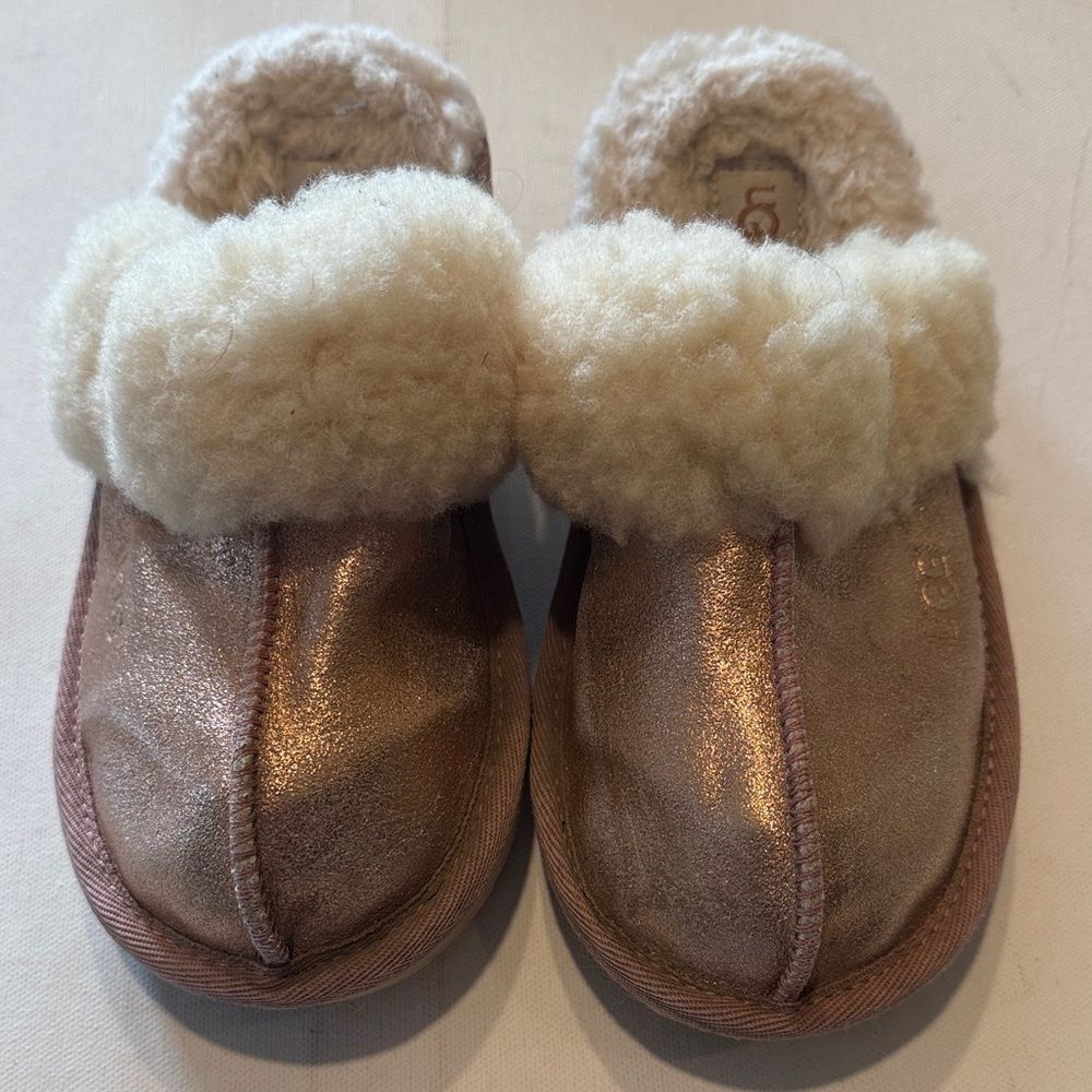 UGG Rose Gold Slippers with Cream Shearling
